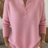 Helena™ | Henley Button-Up Knit Sweater