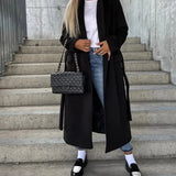 Women’s Longline Lapel Button Front Coat