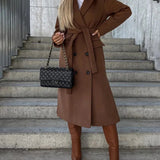 Women’s Longline Lapel Button Front Coat