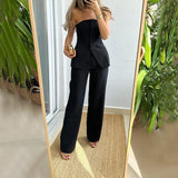 BRIA | Strapless Buttoned Two-Piece Set