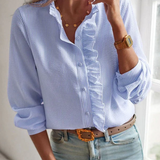 Women’s Ruffle Trim Button-Down Blouse