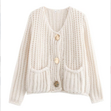 CASSY™ - Casual Long Sleeve Chunky Knit Cropped Cardigan
