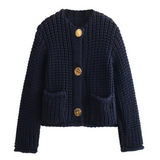 CASSY™ - Casual Long Sleeve Chunky Knit Cropped Cardigan