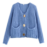 CASSY™ - Casual Long Sleeve Chunky Knit Cropped Cardigan