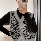 JADE™ - Cozy Leopard Print Sweater Vest for All Seasons