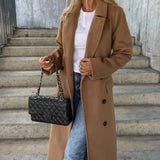 Women’s Longline Lapel Button Front Coat