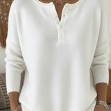 Helena™ | Henley Button-Up Knit Sweater