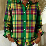 Dulcie™ | Vintage Plaid Button Front Blouse