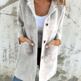 Women’s Long Sleeve Button Front Coat With Pockets