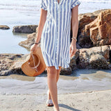 JULISSA™ – Elegant Striped Button Midi Dress