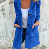 Women’s Long Sleeve Button Front Coat With Pockets