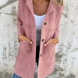 Women’s Long Sleeve Button Front Coat With Pockets