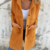Women’s Long Sleeve Button Front Coat With Pockets