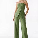BRIA | Strapless Buttoned Two-Piece Set