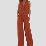 Aira | Buttoned Vest & Wide-Leg Trousers Set