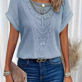 Women’s Embroidered Ruffle V Neck Top