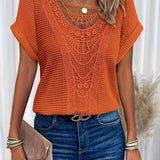 Women’s Embroidered Ruffle V Neck Top