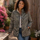 Elaine | Retro Hand-Drawn Circle Design Quilted Jacket