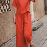Camille | Linen-Blend Wide Leg Two-Piece Set