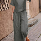 Camille | Linen-Blend Wide Leg Two-Piece Set