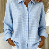 Hillrose™ | Relaxed Gingham Button-Front Blouse