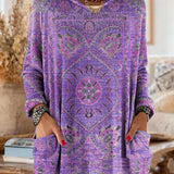 Women’s Boho Print Hooded Longline Tunic
