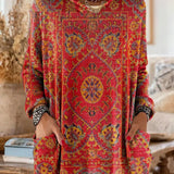 Women’s Boho Print Hooded Longline Tunic