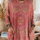 Women’s Boho Print Hooded Longline Tunic