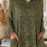 Women’s Boho Print Hooded Longline Tunic