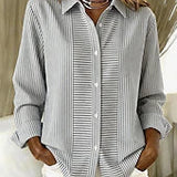 Norelle™ | Casual Striped Button Front Blouse