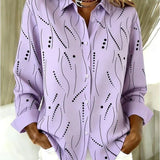 Dawnsley™ | Casual Abstract Print Button Blouse
