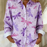 Dahlia™ | Whimsical Butterfly Print Button Blouse
