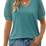 Women’s Puff Sleeve V Neck Top