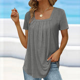 Women’s Pleated Square Neck Top