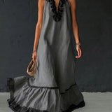Nathalie | long dress with ruffles