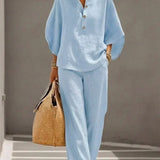 Maribel | Set with Batwing Sleeves and Wide Pants