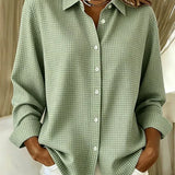 Hillrose™ | Relaxed Gingham Button-Front Blouse