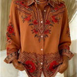 Dawnflora™ | Artistic Floral Long Sleeve Blouse